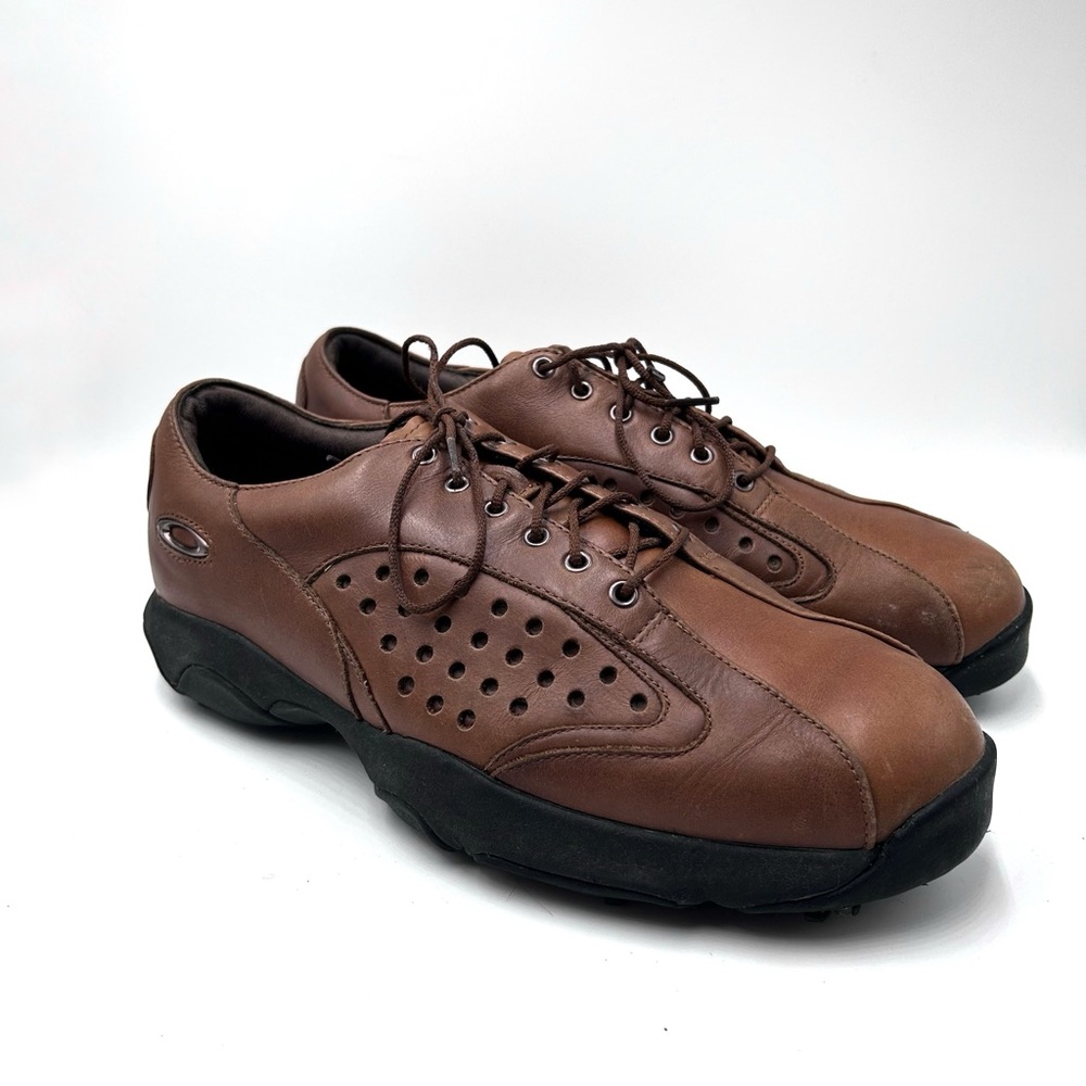 Oakley Neck Tye 2.0 Brown‎ Leather Athletic Golf Shoes Mens Size 9